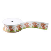 Blue Cow Spots Animal Print Pattern Satin Ribbon