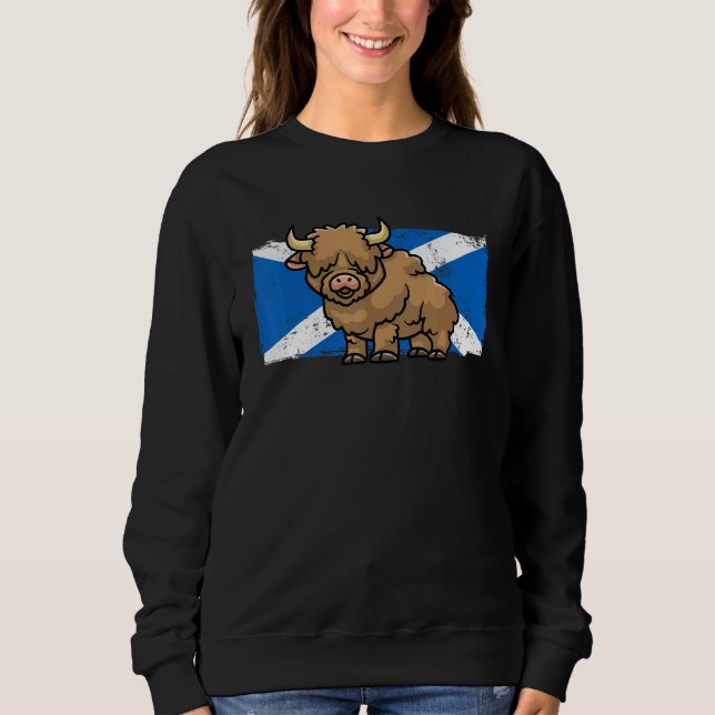 Highland Cow   Scotland Flag Scottish Farmer Rodeo Sweatshirt (Front)