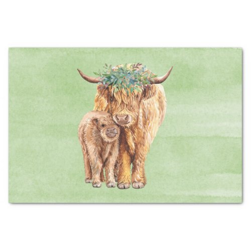 Highland Cow Scotland Mama Baby Eucalyptus  Tissue Paper