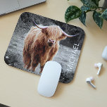 Highland Cow Scotland Personalized name Mouse Pad<br><div class="desc">This design was created through digital art. It may be personalized by clicking the customize button and adding a name, initials or your favorite words. Contact me at colorflowcreations@gmail.com if you with to have this design on another product. See more of my creations or follow me at www.facebook.com/colorflowcreations, www.instagram.com/colorflowcreations, www.twitter.com/colorflowart,...</div>
