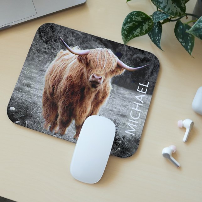 Highland Cow Scotland Personalized name Mouse Pad (Creator Uploaded)