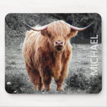 Highland Cow Scotland Personalized name Mouse Pad