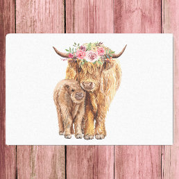 Highland Cow Scotland Pink Mama Baby Calf  Tissue Paper