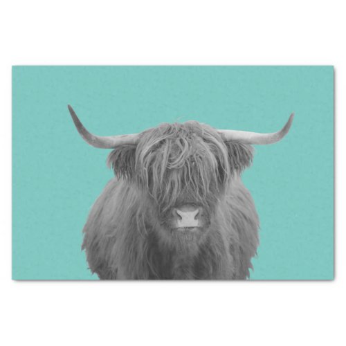 Highland Cow Scotland Rustic Black White  Tissue P Tissue Paper