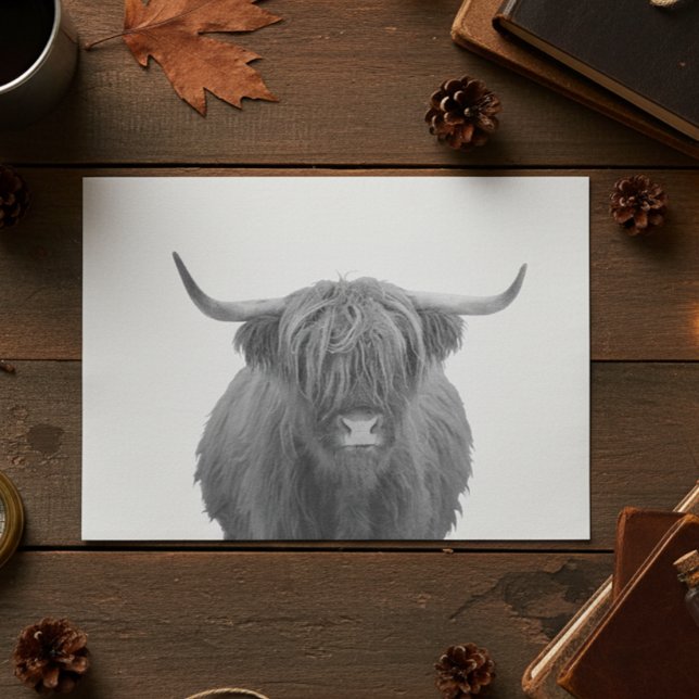 Highland Cow Scotland Rustic Black White  Tissue Paper (Creator Uploaded)