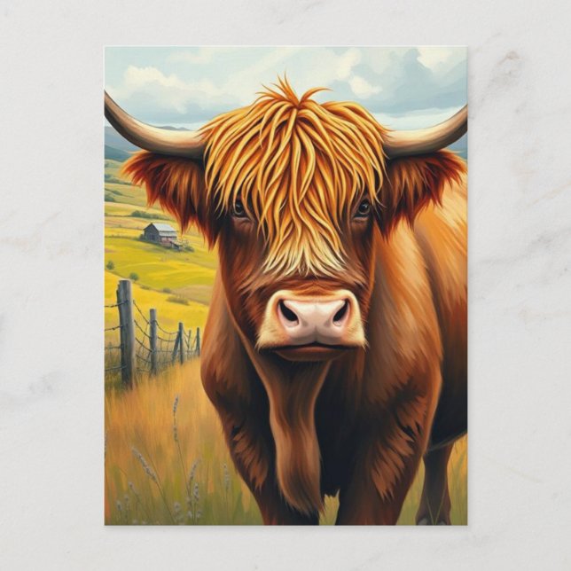Highland Cow Scotland Rustic Farm Postcard (Front)