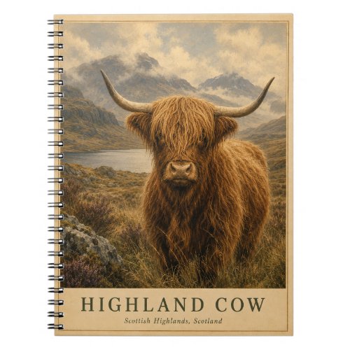 Highland Cow Scotland VINTAGE Notebook