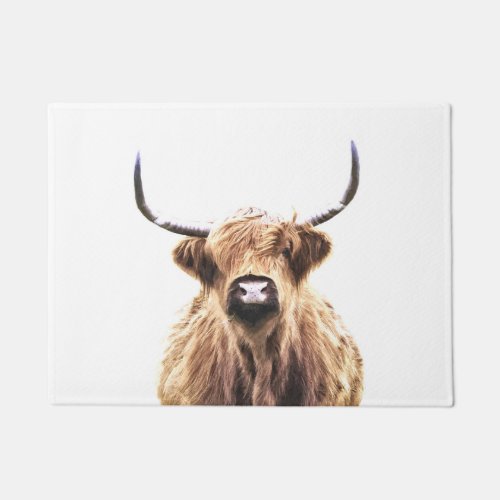 Highland cow scottish animal portrait doormat