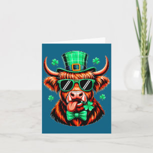 Highland cow shamrock st patricks day irish women card