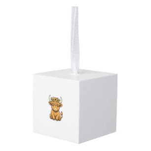 Highland Cow Shirt Cute Sunflower Calf Art Cube Ornament