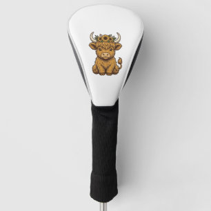 Highland Cow Shirt Cute Sunflower Calf Art Golf Head Cover