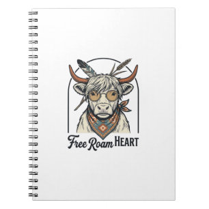 Highland Cow Shirt Free Spirit Vintage Engraving A Notebook