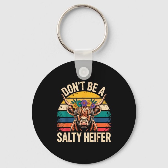 Highland Cow Shirt Funny Men Women  Keychain (Front)