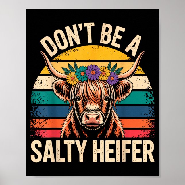 Highland Cow Shirt Funny Men Women  Poster (Front)