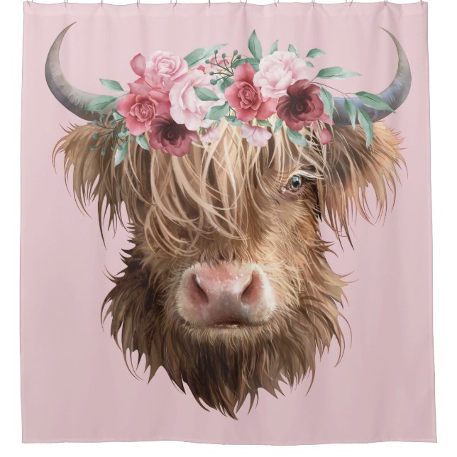 Highland Cow Shower Curtain (Front)