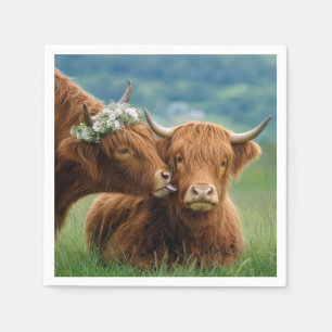 Highland Cow Showing Affection Napkins