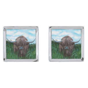 Highland Cow Silver Cufflinks