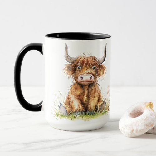 Highland Cow Sitting in Grass Mug