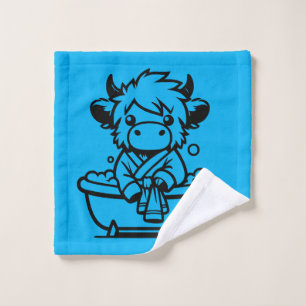 Highland Cow Sky Blue Bath Towel Set