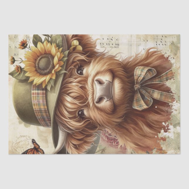 Highland Cow Spring Tissue Paper (Front)