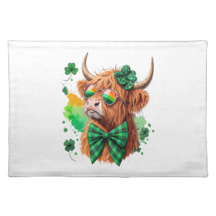 Highland Cow St Patrick�s Png, Lucky Cow Cloth Placemat