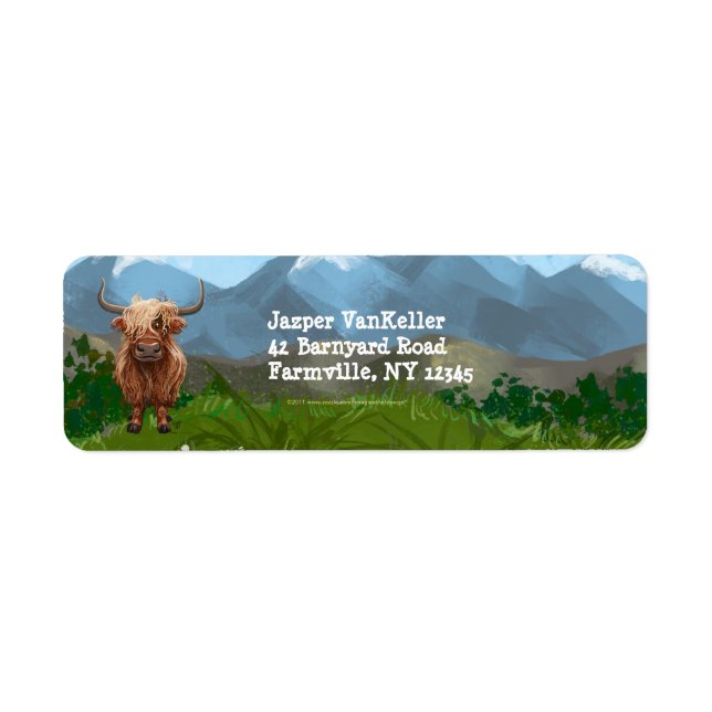 Highland Cow Stationery Label (Front)