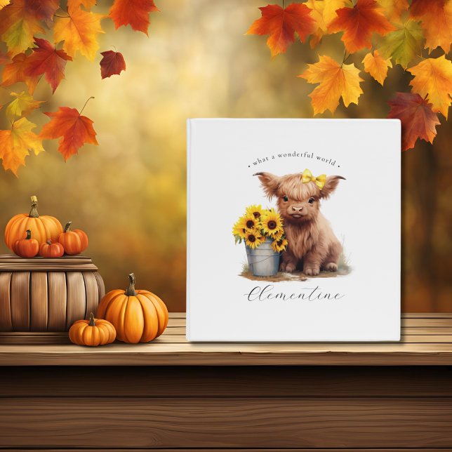 Highland Cow Sunflower Bucket  3 Ring Binder (Creator Uploaded)