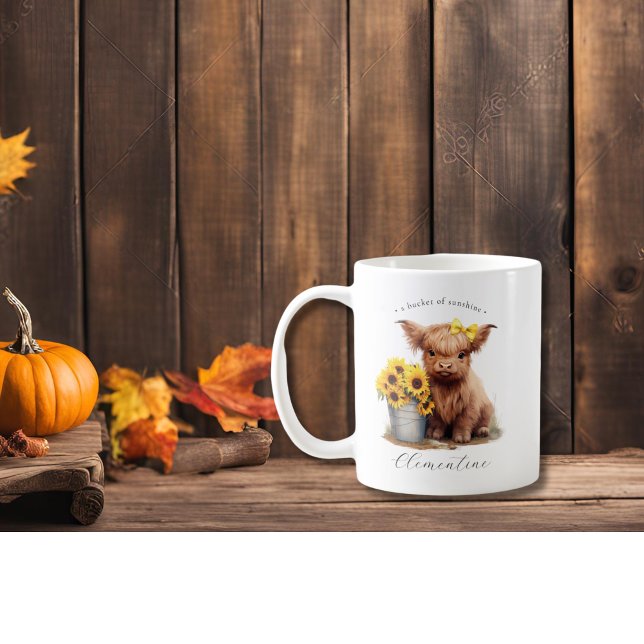 Highland Cow Sunflower Bucket  Coffee Mug (Creator Uploaded)