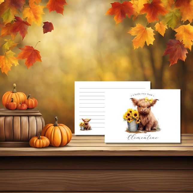 Highland Cow Sunflower Bucket Note Card (Creator Uploaded)