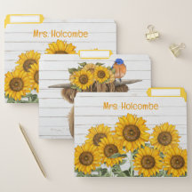Highland Cow Sunflower Sunshine - File Folder Set