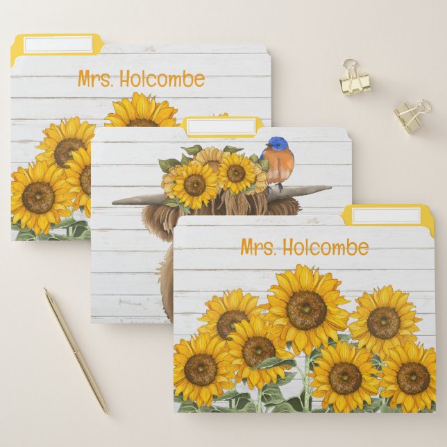 Highland Cow Sunflower Sunshine - File Folder Set (Set)