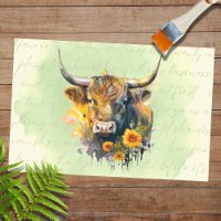 Highland Cow Sunflowers 2 Decoupage Paper