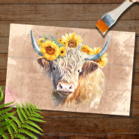 Highland Cow Sunflowers 5 Decoupage Paper