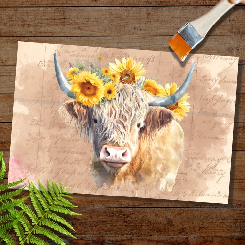 Highland Cow Sunflowers 5 Decoupage Paper