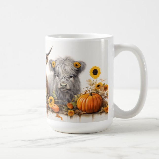 Highland Cow, Sunflowers Coffee Mug (Right)