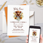 Highland Cow Sunflowers Floral Kids Birthday Party Invitation<br><div class="desc">Melt hearts with this cute and sweet Highland Cow Sunflowers Floral Kids Birthday Party Invitation. If some Scottish charm and a cute baby coo is what your heart desires, this invitation is for you. Personalize the text to read whatever you like and let the farmhouse animal in a metal pail,...</div>