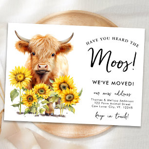 Highland Cow Sunflowers New Address Farm Moving Announcement