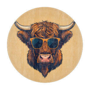 Highland Cow Sunglasses Funky Scottish Cutting Board