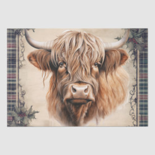 Highland Cow Tartan Clan Watercolor Tissue Paper