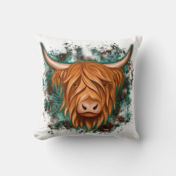 Highland Cow Throw Pillow by mybabytee at Zazzle