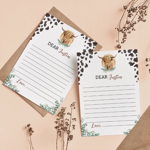 Highland Cow Time Capsule Note Message Card