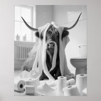 Highland Cow Toilet Paper Mischief Bathroom