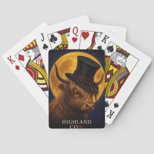 Highland Cow Top Hat Gothic Surreal Poker Cards