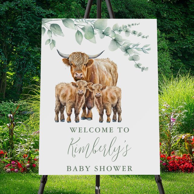 Highland Cow Twins Farm Animals Baby Shower Foam Board (Creator Uploaded)