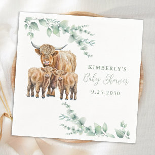Highland Cow Twins Farm Animals Baby Shower Napkins