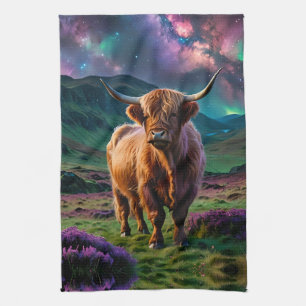 Highland Cow Under The stars Kitchen Towel