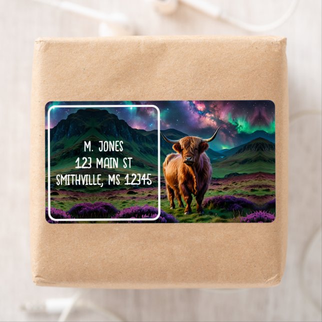 Highland Cow Under The stars Label (Insitu)