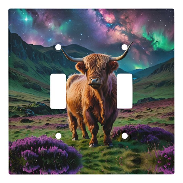 Highland Cow Under The stars Light Switch Cover (Front)