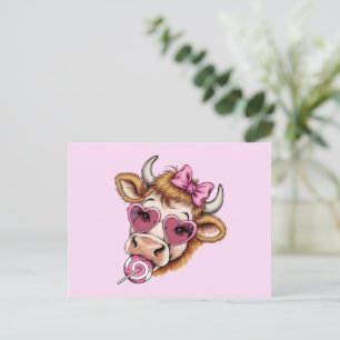 Highland Cow Valentine Coquette Valentine's Day Postcard