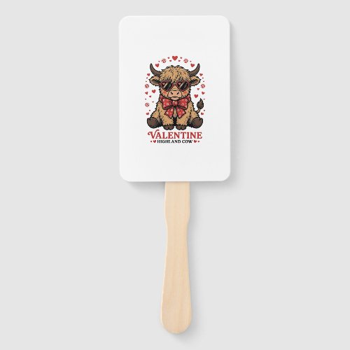 Highland Cow Valentine Cute Vintage Engraving Shir Hand Fan